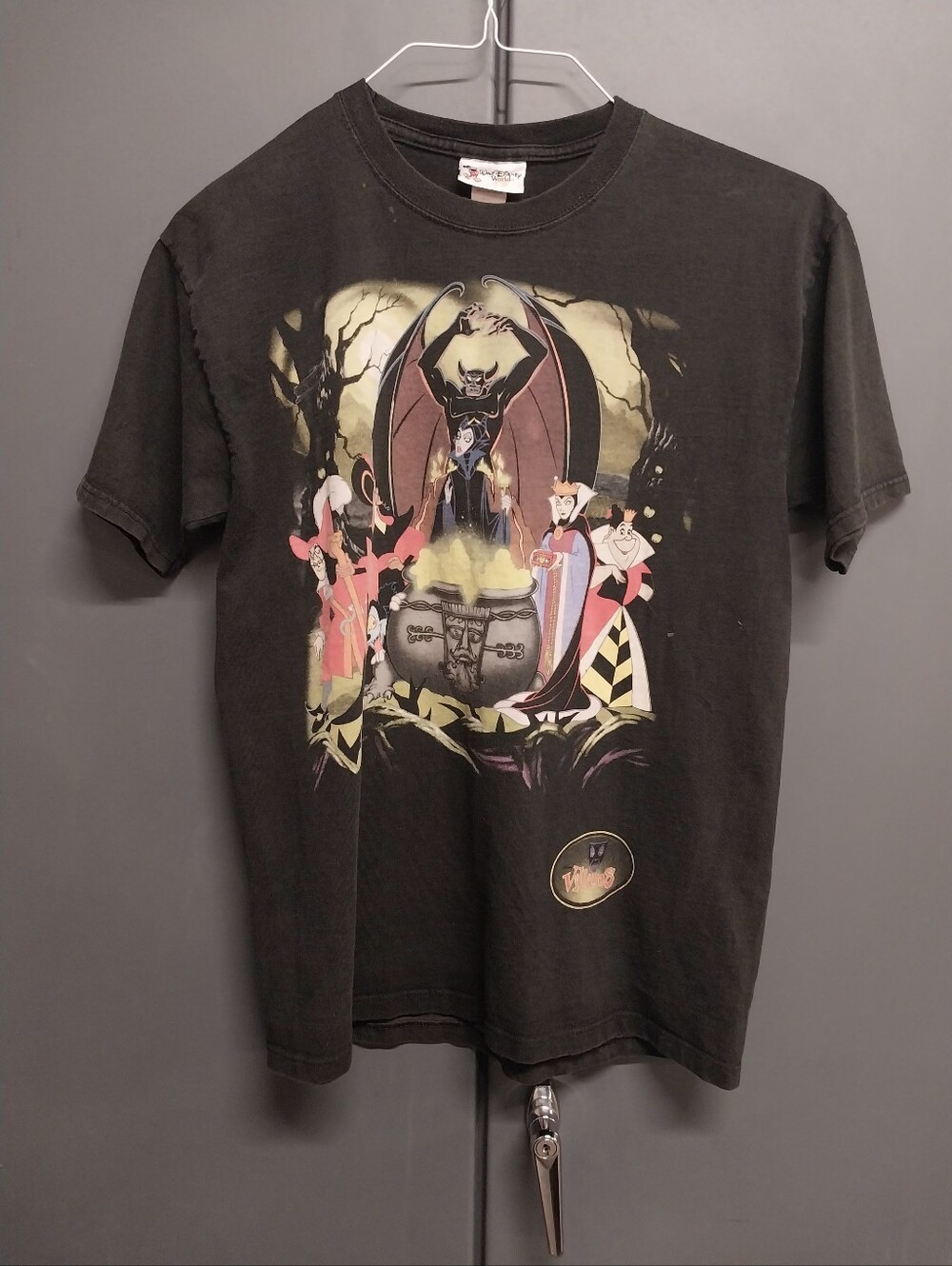 Walt Disney World 90's Double Sided Villians T-shirt Faded Black Size Small
